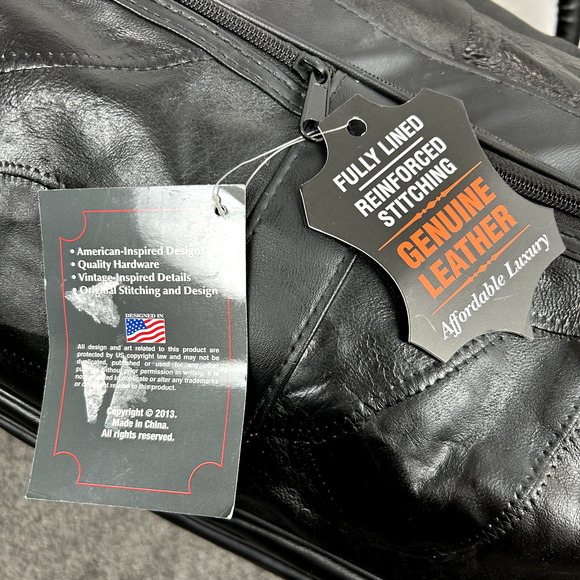 NWT Black Lambskin Leather Duffle Bag MARINE CORPS SCHOLARSHIP FOUNDATION - Picture 5 of 15